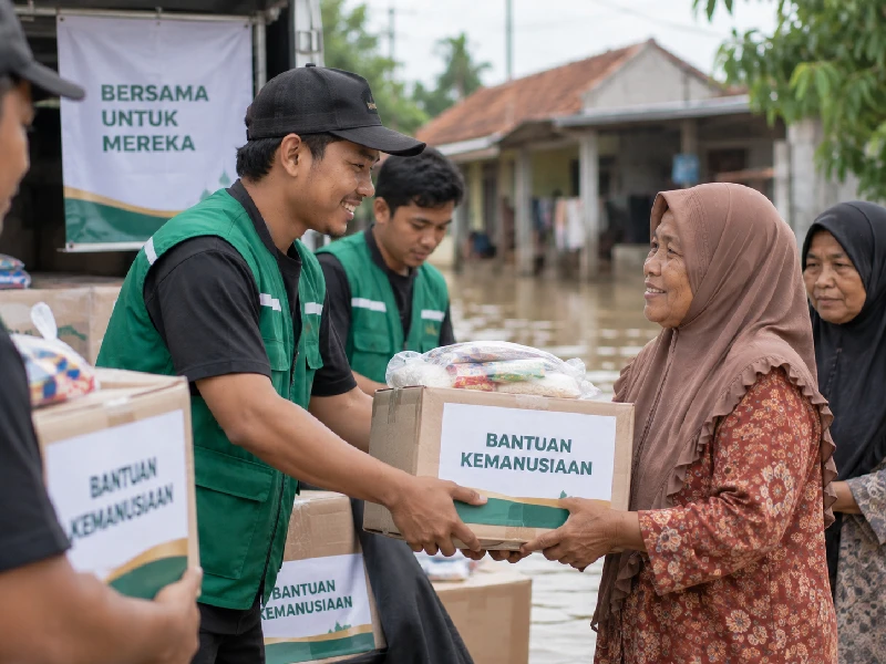 Penyaluran bantuan logistik darurat Mutayam Foundation di Bekasi