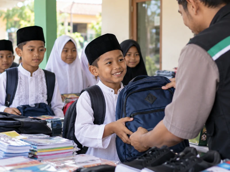 Bantuan ATK, tas dan sepatu Back to School anak binaan Mutayam Foundation