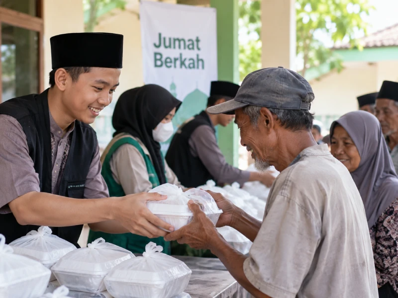 Pembagian sedekah Jumat Berkah Mutayam Foundation Cibitung Bekasi