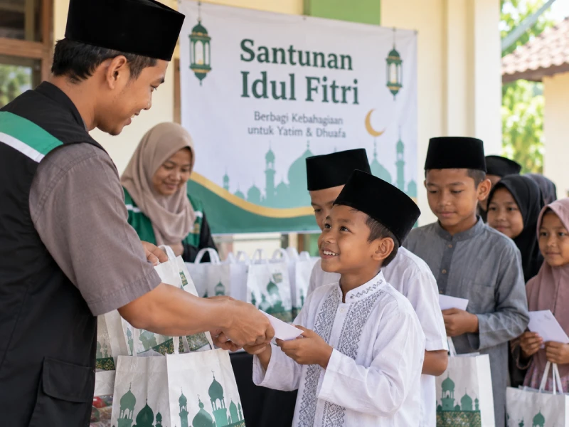 Santunan tunai dan paket sembako Idul Fitri Mutayam Foundation Cibitung